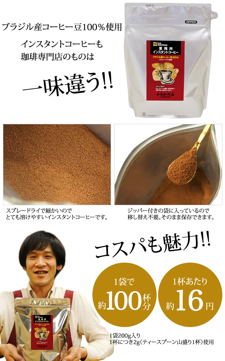 ブラジル産珈琲豆100％使用　コスパも魅力